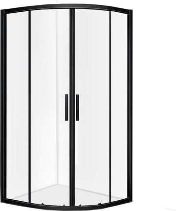 Diamond Line Enza - Douchecabine - 90x90x185 cm - Kwartrond - Mat Zwart - Schuifdeur - Hoekinstap