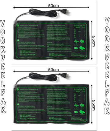Voordeelpakket - (2) Kweekmatten - verwarmingsmat planten - 25 x50 cm- zaden - stekjes - kiemen - ook geschikt voor onder terrariums - spat waterdicht - 17 watt - zonder regelaar