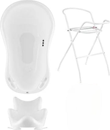 Babybad met standaard - Baby bad met standaard - Babybad set - Baby badje met standaard - Baby badset - 4-delige set - Wit