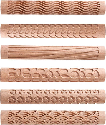 Stijlen Klei Modellering Patroon Rollen Houten Textuur Rollers - Handgemaakte Klei Deegroller - Geweven Hand Roller - Aardewerk Gereedschap - DIY Craft (Type 2)