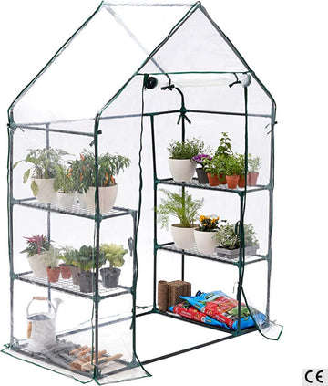 Tuinkas - 6-Lagen Tuinkas - Kweekkas - Broeikas voor Binnen en Buiten - 6 Planken - Duurzaam - Waterdicht Zeildoek - Touwen en Haringen - Stevig en Eenvoudig te Monteren - 195x143x73cm
