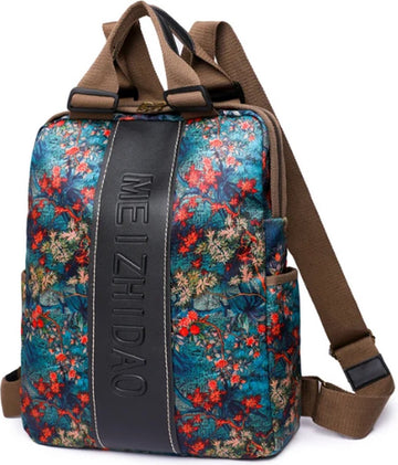 Avoir Avoir®-Modeontwerper Rugzak voor Vrouwen - Duurzaam Canvas - Grote Tas - Schooltas - School Rugzak - School rugtas - Casual/Eenvoudig - Telefoonvak - Comfortabel Draagsysteem - Polyester Voering - Trendy Bloemenpatroon - Unisex Design