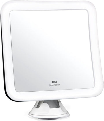 verlichte make-up spiegel met 10X vergroting - daglicht LED vergrotende spiegel - compact, draadloos, zuignap, 163mm breed, 360 rotatie (Mira)