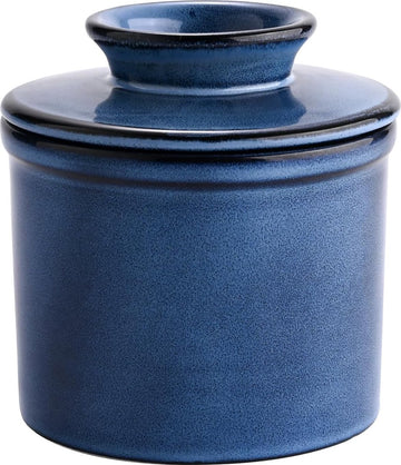 Franse botervloot, watergekoeld botervloot met waterlijn, keramische boterbel voor smeerbare boter - kerstcadeau voor de keuken - Ocean Blue