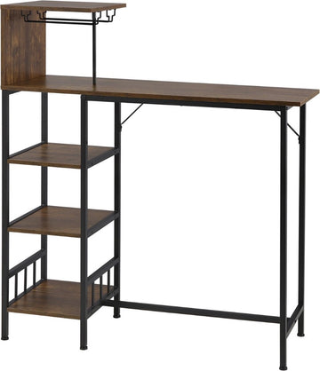 Statafel - Bartafel Keuken - Staantafel - Keukeneiland - Wijnrek - Barkast Stapelbaar- Wijnkast Staand - Barmeubel - Voor Binnen & Buiten - 130x38x117 Cm - Bruin