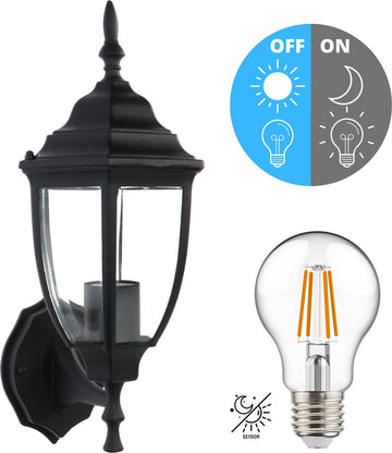 Proventa® Classic Buitenlamp LED Wandlamp met sensor - Automatisch aan/uit - IP44 - Zwart