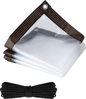 Afdekzeil, beschermhoes, waterdicht transparant zeil met ogen en touw, afwasbaar, multifunctioneel zeil, zwart waterdicht touw, voor afdekking van de tuinmeubels, 2 m x 3 m