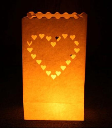 50x Candle Bags set Hart 26 cm