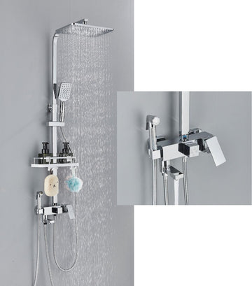 Compleet Douchesysteem - ABS Doucheset - Hoofddouche & Handdouche- Vierkante Regendouche - Verstelbare Regendouche - Chrome