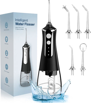 YHS WaterFlosser - Draadloos - 5 Opzetstukken - Monddouche - Elektrisch Flosapparaat - Water Pik - Elektrische Tandenstoker - Duurzaam - Hoge Druk Flossen - Zwart