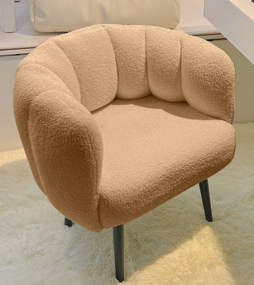 Teddy Fauteuil Ronde Schelp Bruin/Beige