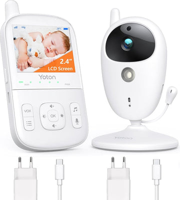 Babyfoon camera met 2,7 inch LCD scherm, nachtzicht en temperatuurbewaking - Tweeweggesprek en USB-C oplaadkabel inbegrepen