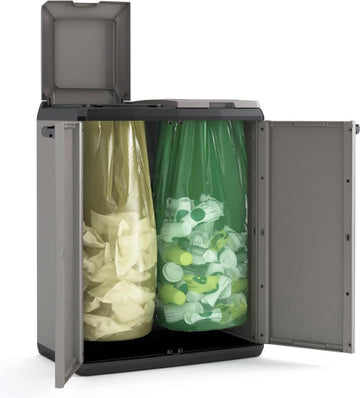 Premium split recyclingkast, handmatige opening Gemaakt in "Italië" 68 x 39 x 85 cm