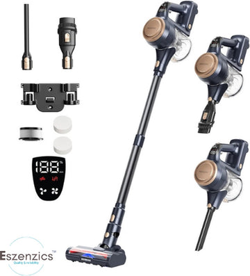 Eszenzics™ Steelstofzuiger ProP11 - Draadloos - Krachtige 30 kPa stofzuiger - 60 minuten - Ontwar borstel - 4-lagen filter - LED display - Handstofzuiger