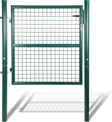 Tuinpoort Poort gepoedercoat staal Tuinpoort-Tuindeur hek poort 125 × 100 cm boerderij poort van gegalvaniseerd staal met slot, deurknop en sleutel, stevig en duurzaam-groente