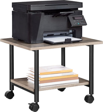 Printertafel op vergrendelbare wielen - bureau organizer - printerkast of printerwagen - printerstandaard - Kantoorkast - printer bureau industrieel - 48,5 x 40 x 36,5 cm - grijs en zwart