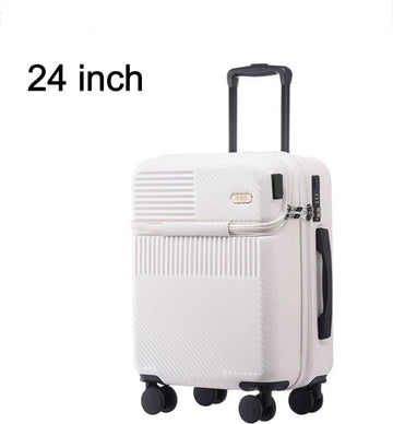 Koffer - Reiskoffer - Koffers - Handig voorvak - Met USB-aansluiting - 4 wielen - 24 inch - Wit