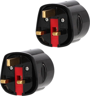 Reisstekker adapter UK 3-pins Engeland - 2 stuks - EU Schuko - type G - zwart