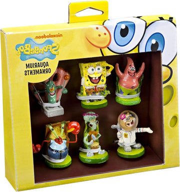6-delige Spongebob mini-aquariumornamentset - ideaal voor zout- en zoetwatertanks - model SBR1A