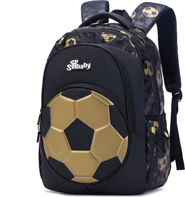 E-Shop4u - Nieuwe Oxford Voetbal Schooltas voor Jongens | Duurzaam, Comfortabel & Stijlvol - Zwart Goud