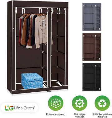 Life's Green® Kledingkast - Opbergkast - Campingkast - Stoffen kledingkast