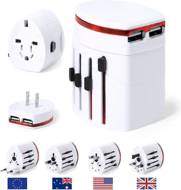 Reisadapter International met 2 USB-poorten - Geschikt voor Verenigde Staten Europa Australië - 2100 mA (Style3)