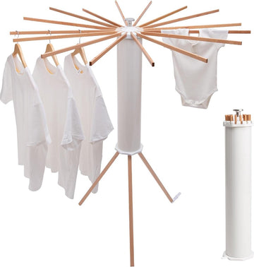 wasrek - droogrek - wasrek inklapbaar - droogrek inklapbaar - droogtoren - mooi design - makkelijk op te bergen - wit / hout