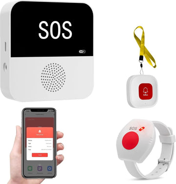 Senioren Alarm- Alarm Horloge Ouderen Waterdicht – Alarmknop - Paniekknop - Draadloos - Draagbaar alarm - Noodoproepknop - Wifi