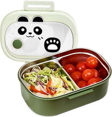 Roestvrijstalen broodtrommel voor kinderen met vakken, lunchbox met scheidingswand, BPA-vrije bento box, snackbox voor meisjes en jongens, snackbox voor school en kleuterschool