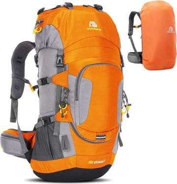 Backpack Rugzak Trekkingrugzak 60L Heren Dames Wandelrugzak Waterdicht met regenhoes voor bergbeklimmen, klimmen, trekking, sport, reizen, kamperen