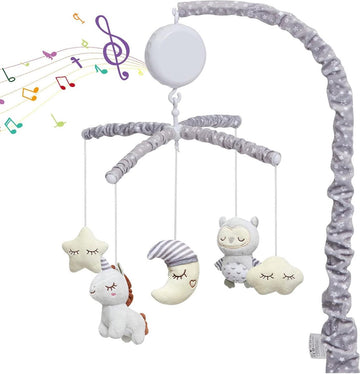 Baby Mobiel - Elektrisch Muziek Babybedspeelgoed voor Meisjes en Jongens - Grijs