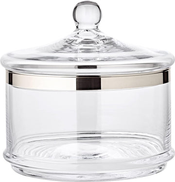 Vigo glazen pot met deksel (hoogte 19 cm, diameter 19 cm) mondgeblazen kristalglas met platina rand voorraadpot muffin glazen koektrommel