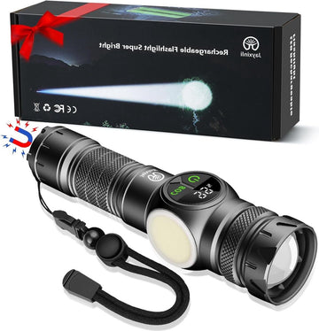 30.000 lumen magneet led zaklamp USB oplaadbaar - extreem heldere zaklamp - lcd vermogensindicator - sterke COB zaklamp - 9 lichtmodi - zoom