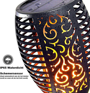Solar fakkel tuinverlichting lantaarn zonne energie buitenverlichting tuinfakkels 96 led buiten tuinlamp Set 4 stuks met gratis LED grondspot