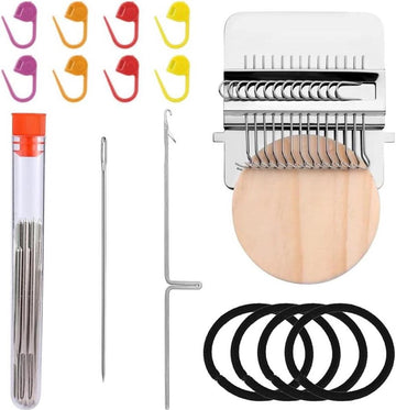 Weven Reparatie Mini Loom Machine - Darning Loom Tool voor Beginners - Snel Breien Herstellen Jeans Sokken DIY (14 Haken)
