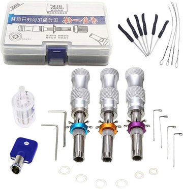 Lockpick set Roestvrij staal Verstelbare Buizenvormige Lock Pick Tool - Transparante Buizenvormige Vergrendeling met Gebroken Sleutel Extractor Set - Blauwe Sleutelcombinatie Lockpick set