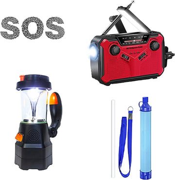 Noodpakket Quality - survivalset - overlevingspakket - noodpakket voor thuis - 3 delige set - noodradio - waterfilter - survival lamp - powerbank
