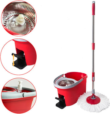 Decopatent® Vloermopsysteem met emmer en pedaal - Mop set - Schoonmaken van vloer - Vloermop dweil met Dweilemmer en lange steel