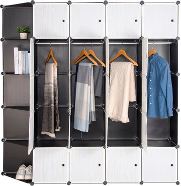 Kledingkast - Opvouwbare stoffen kledingkast - Slaapkamer - Garderobekast organizer - Kledingrek - 185x35x185cm