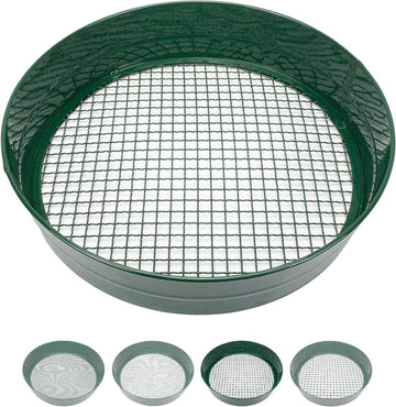 Tuinzeef in verschillende maasmaten, ronde zeef 33 cm diameter, aardzeef voor zaad, aarde, compost, stenen, onkruid, grind | stapelbaar | zeer robuust | roestbestendig (9 mm)