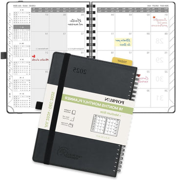 Agenda Planner 2024 2025 - Grote Maat 22 x 165 cm - 18 Maanden - Liniaal Bladwijzer - Zachte Kaft - 100 GSM Papier - Zwart Maandplanner