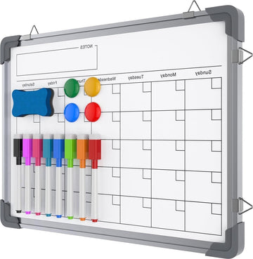 Whiteboard Magnetic Calendar - 30 x 40 cm Double-Sided Wall Board Whiteboard