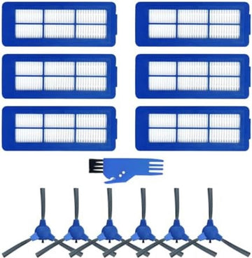 Premium vervangende accessoires voor Eufy RoboVac 11S Max, 15C Max, 30C Max, G10 G20 G30 Hybrid stofzuiger onderdelen, 6 Hepa filters, 6 zijborstels