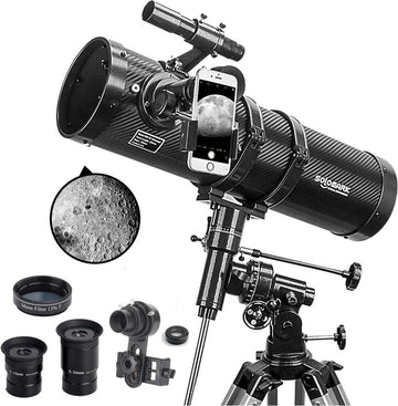 Telescoop - Sterrenkijker - Voor Volwassenen, Kinderen en Beginners - 1.5X Barlowlens - 13% T Maanfilter - Inclusief Telefoon Adapter voor Planeten en Maan Observatie