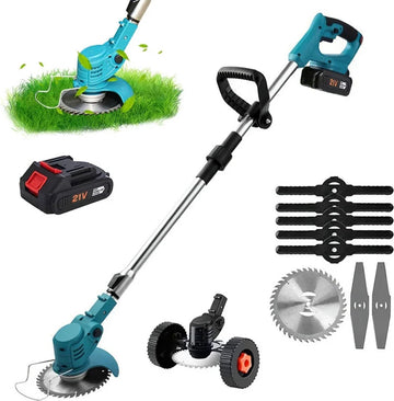 Bosmaaier met accu - Grasmachine voor kleine en middelgrote tuin - 380W - 15cm maaibreedte - Verstelbare maaihoogte