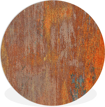 WallCircle - Wandcirkel ⌀ 60 - Roest - Geel - Oranje - Ronde schilderijen woonkamer - Wandbord rond - Muurdecoratie cirkel - Kamer decoratie binnen - Wanddecoratie muurcirkel - Woonaccessoires
