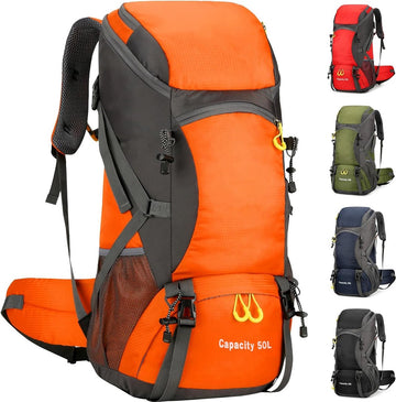 Wandelrugzak, 50 liter, trekkingrugzak, regenhoes, reisrugzak, waterdichte campingrugzak voor wandelen, kamperen, bergbeklimmen, reizen, sport, heren en dames