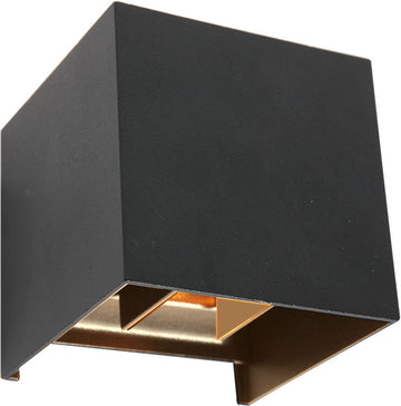 Buitenlamp dubbel met dag en nacht sensor | industrieel | 2 led lichtsen | mat zwart | 10x10x9,8 cm | modern design | buitenverlichting