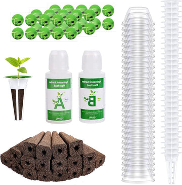 Seed Pod Kit voor Hydroponic Growing System - 122 stks - Inclusief 30 Grow Sponges, 30 Grow Baskets, 30 Grow Domes en 2 100ml Plantenvoeding hydrocultuur systeem