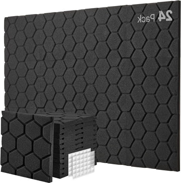 24 geluidsabsorberende akoestische panelen - 30x30x25cm - geluidsisolatie mat voor podcast studio en gaming - zwart acoustic panels
